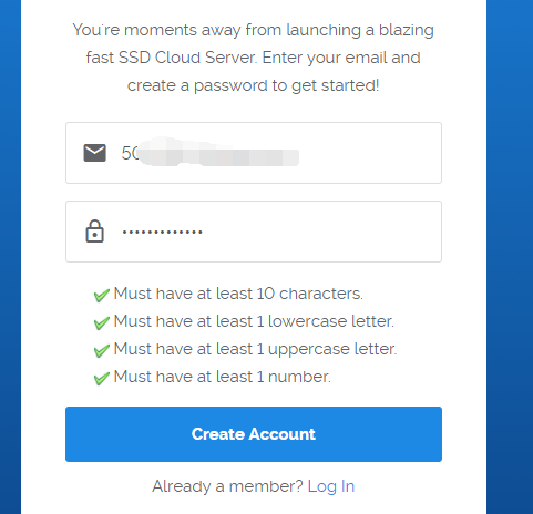 vultr 输入用户名和密码创建新账户